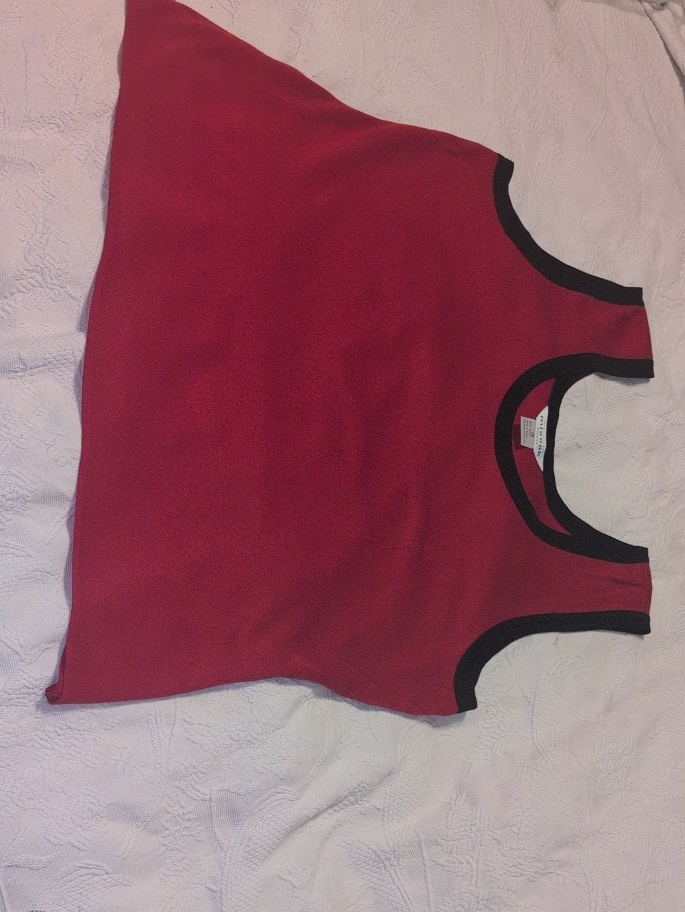 Misook Red Tank Top with Black Trim